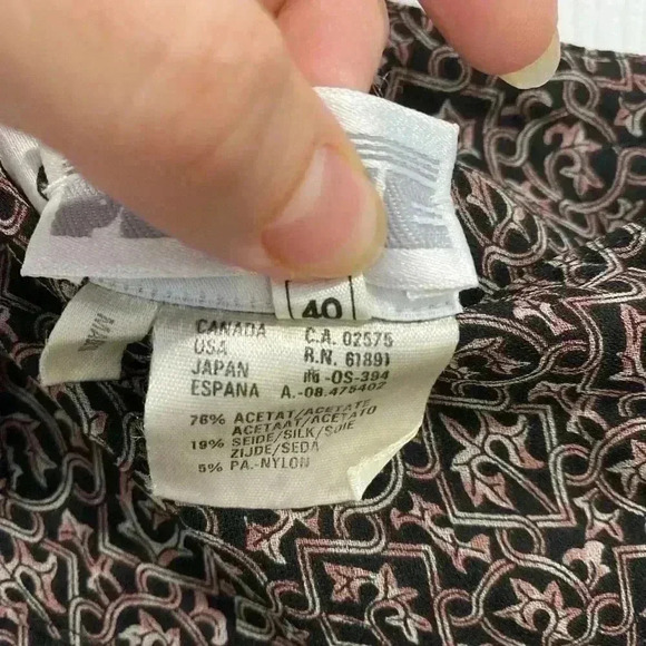 Crisca Sheer Print Allover Pants High Waisted Black and Pink Size 40 (Us 6) - Picture 3 of 11